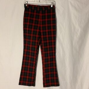 Urban Outfitters Leila red & green plaid cropped flare pants size 6